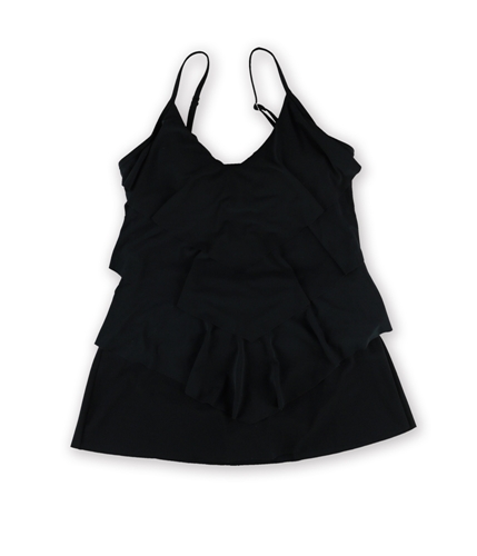 MiracleSuit Womens Tiered Ruffle Skirt 2 Piece Tankini black 12