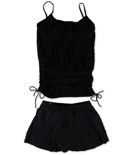 MagicSuit Womens Ruched Skirt 2 Piece Tankini black 12