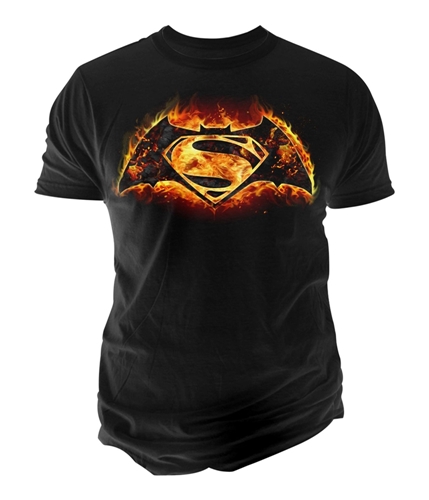 Batman Mens Flame Logo Graphic T-Shirt black S