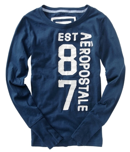 Aeropostale Womens Est. 87 Long Sleeve Graphic T-Shirt navyniblue S