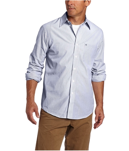 IZOD Mens Striped Essential Button Up Shirt navy S