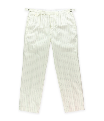 Ralph Lauren Mens Pinstriped Linen Casual Trouser Pants cream 36x32
