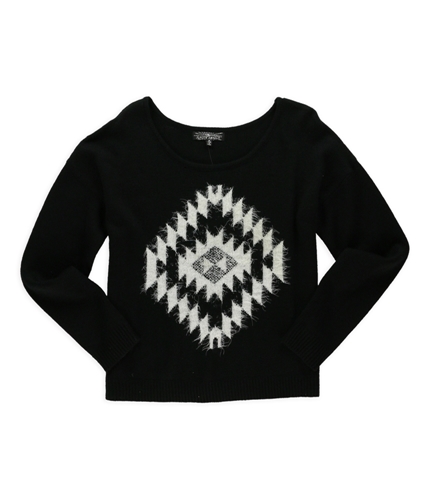 Almost Famous Womens Eyelash Aztec Knit Sweater black XL