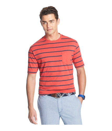IZOD Mens Striped Pocket Graphic T-Shirt glossyred L