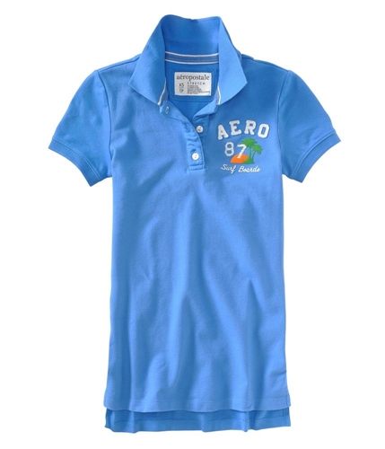 Aeropostale Womens Aero 87 Surf Polo Shirt heavenlyblue XS