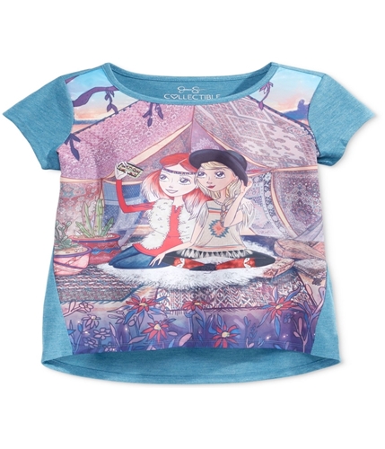 Jessica Simpson Girls Celestial Glamping Graphic T-Shirt turquoise L