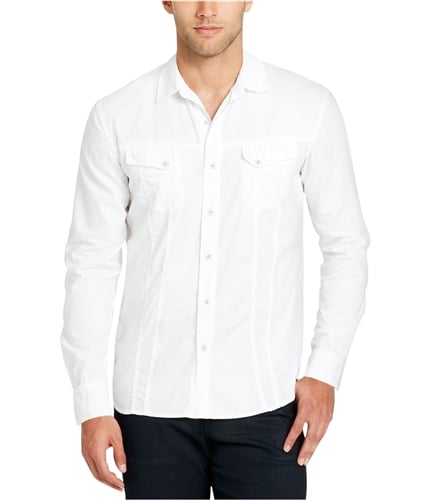William Rast Mens Dual Pocket Button Up Shirt white S