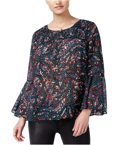 Jessica Simpson Womens Floral Bell Sleeve Pullover Blouse romanticfloral XS