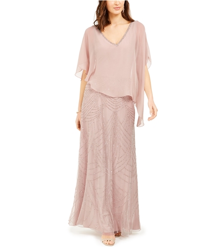Jkara Womens Embellished Capelet Fit & Flare Dress pink 6