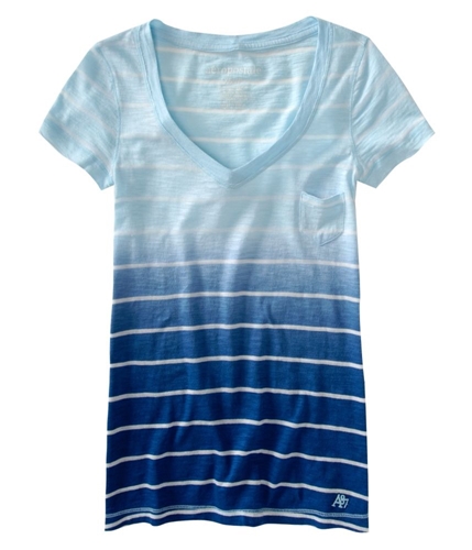 Aeropostale Womens Stripe V-neck Pocket Graphic T-Shirt mirage XS