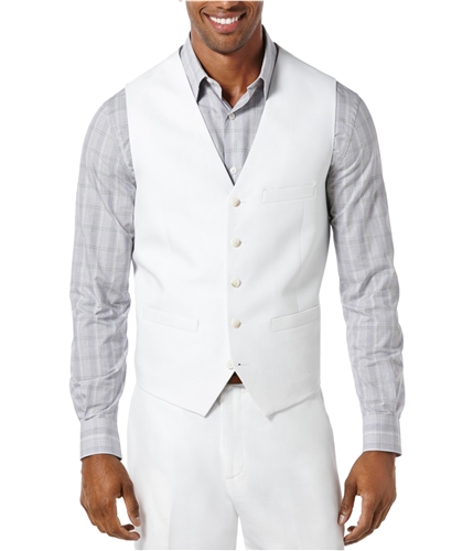 Perry Ellis Mens Linen Blen Five Button Vest white 4XLT