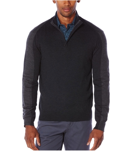 Perry Ellis Mens Colorblocked Pullover Sweater blackheather L