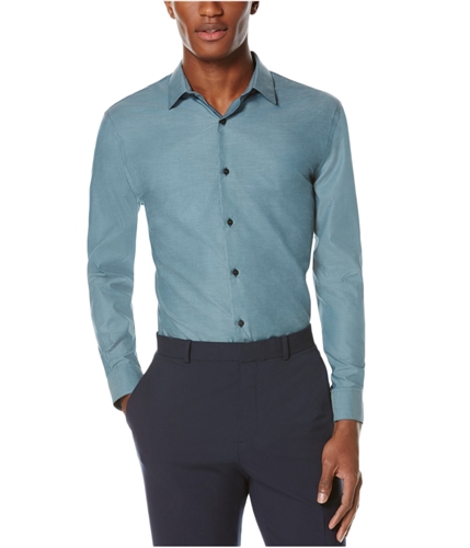 Perry Ellis Mens Woven Cotton Button Up Shirt bluepond 2XL