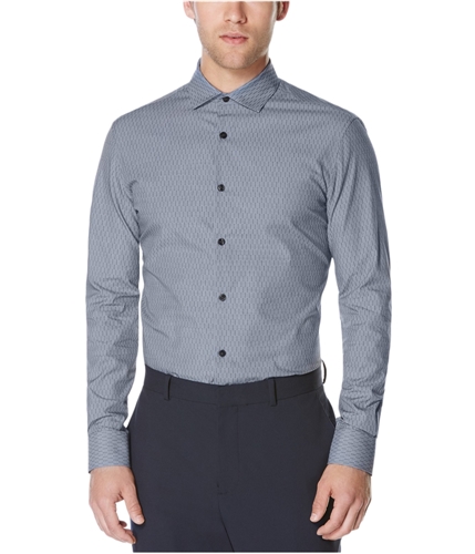 Perry Ellis Mens Broken Stripes Button Up Shirt darksapphire 2XL