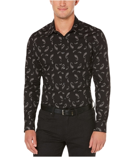 Perry Ellis Mens Non Iron Button Up Shirt black XL