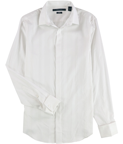 Perry Ellis Mens Dobby Striped Button Up Shirt brightwhite S
