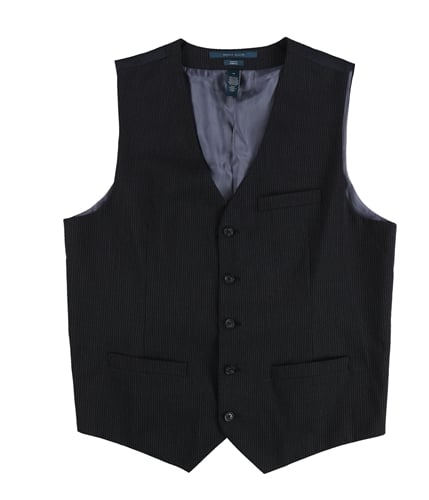 Perry Ellis Mens Slim-Fit Subtle-Pinstripe Five Button Vest navy M