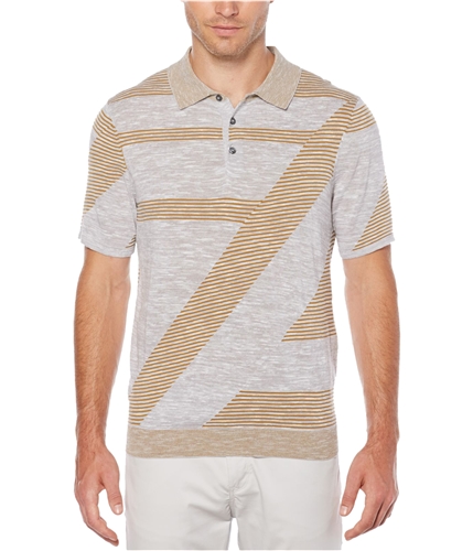 Perry Ellis Mens Geo Stripe Rugby Polo Shirt alloy S