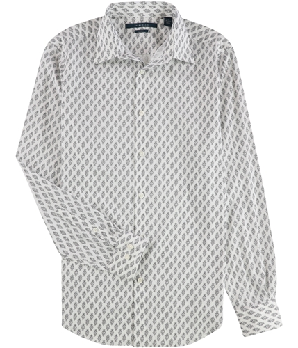 Perry Ellis Mens Printed Button Up Shirt brightwht S