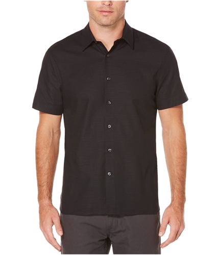 Perry Ellis Mens Textured Button Up Shirt black S