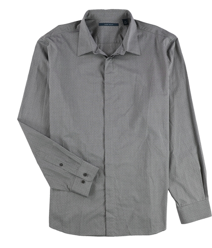 Perry Ellis Mens Dot and Grid Button Up Shirt black 2XL