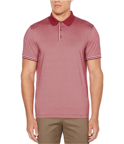 Perry Ellis Mens Colorblocked Cotton Rugby Polo Shirt red L