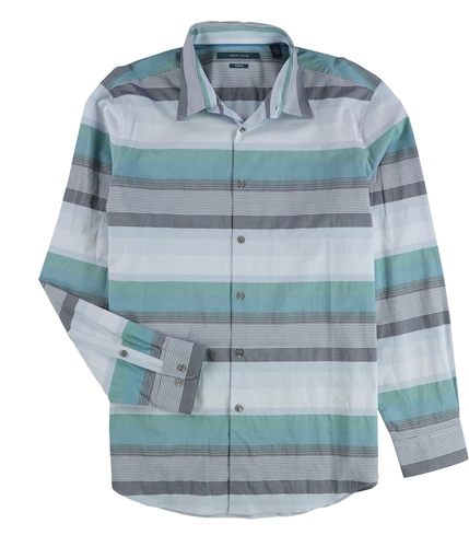 Perry Ellis Mens Multi Stripe Button Up Shirt blue M