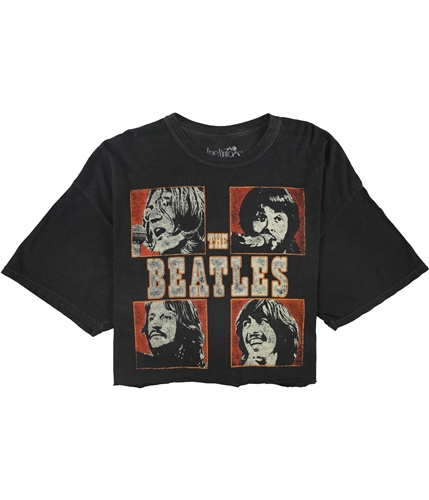 True Vintage Womens Beatles Crop Graphic T-Shirt black S