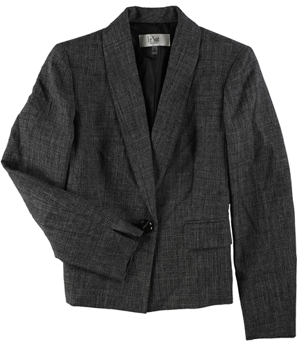 Le Suit Womens Melange One Button Blazer Jacket greymulti 2P