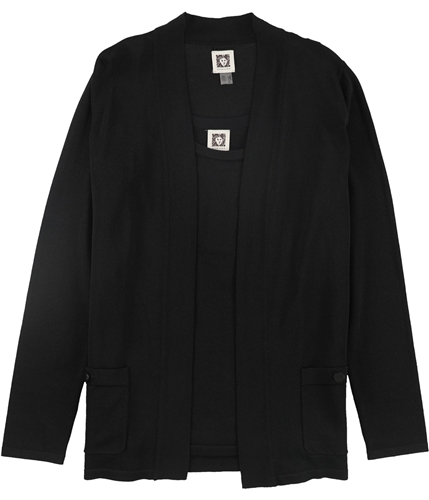 Anne Klein Womens Set Cardigan Sweater black XXS