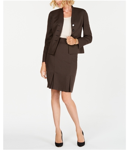 Le Suit Womens Stand Collar Four Button Blazer Jacket black 4