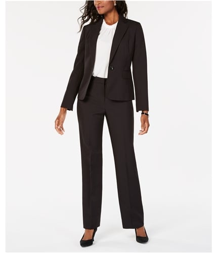 Le Suit Womens Pinstripe One Button Blazer Jacket black 8