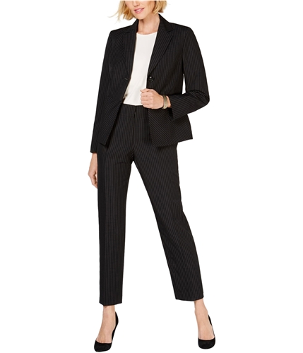 Le Suit Womens Pinstripe Two Button Blazer Jacket black 4
