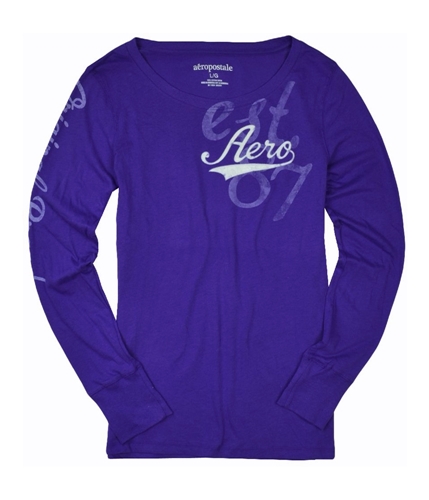 Aeropostale Womens Long Sleeve Graphic T-Shirt purple L