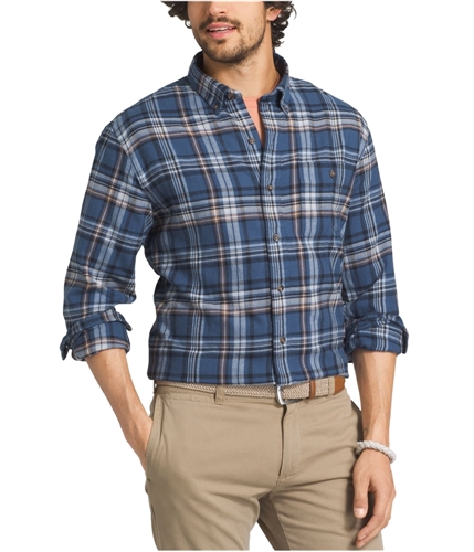 G.H. Bass & Co. Mens Plaid Flannel Button Up Shirt ensignblue 3XL
