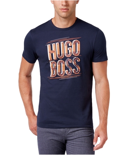 Hugo Boss Mens Textured Print Graphic T-Shirt navy M