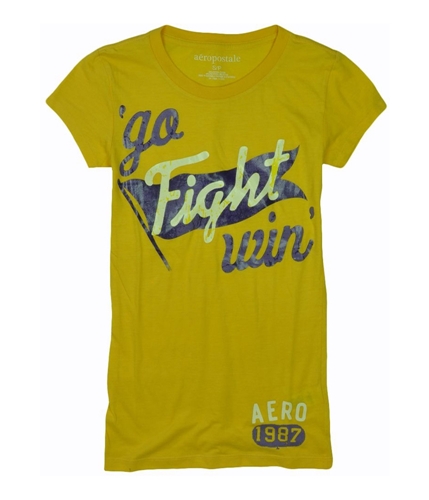 Aeropostale Womens Go Fight Win Basic T-Shirt blondeyellow S