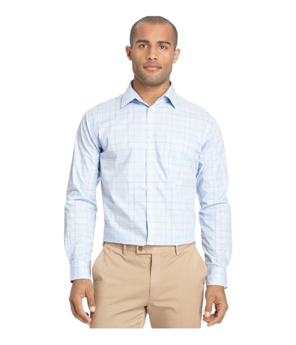 Van Heusen Mens No-Iron Traveler Button Up Shirt bluheather 2XL