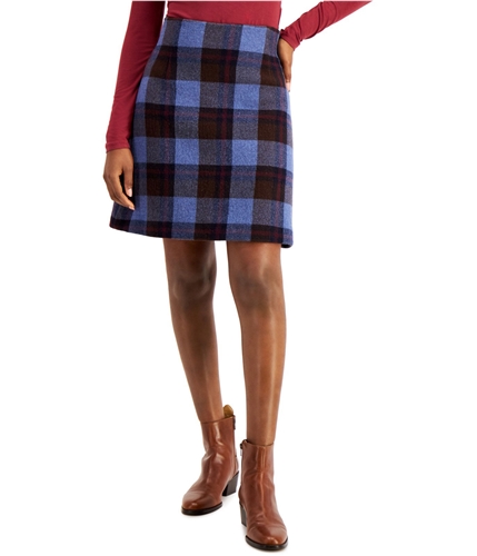 MaxMara Womens Plaid A-line Skirt blue 6