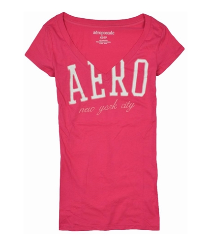 Aeropostale Womens New York City V-neck Graphic T-Shirt petuniapink XS