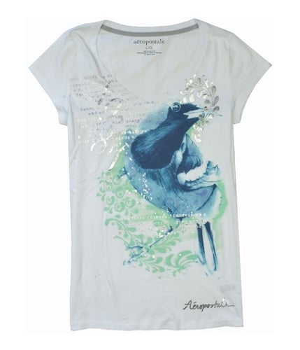Aeropostale Womens Animal V-neck Graphic T-Shirt blcblue L