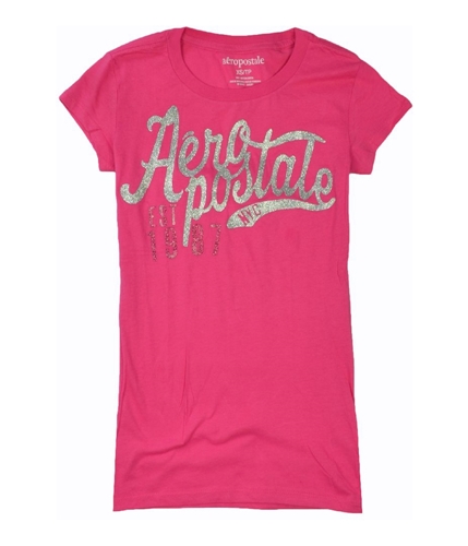 Aeropostale Womens Nyc Est 1987 Sparkle Graphic T-Shirt pinkve XS