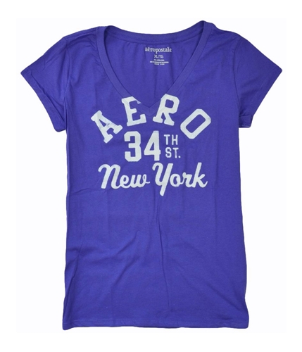 Aeropostale Womens V-neck Aero 34th St Ny Graphic T-Shirt moonpurple XL