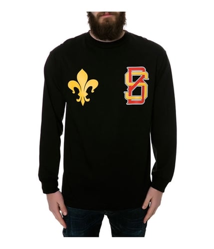 Black Scale Mens The Saint Varsity LS Graphic T-Shirt blackgold S