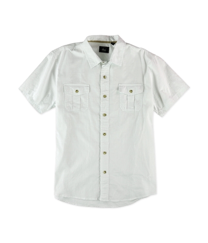 G.H. Bass & Co. Mens Textured SS Button Up Shirt brightwhite M