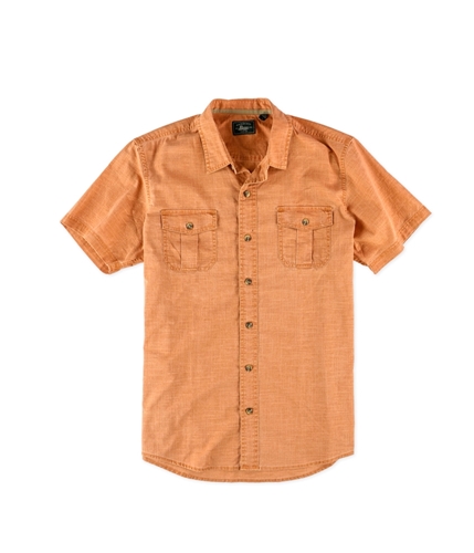 G.H. Bass & Co. Mens Textured SS Button Up Shirt apricotorange M