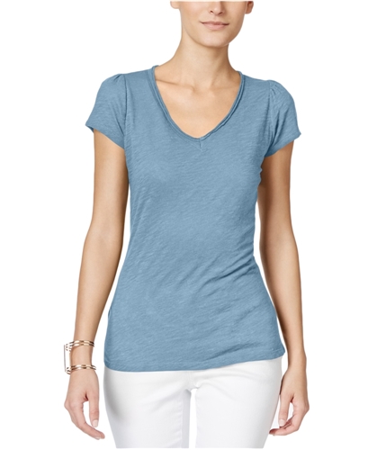 I-N-C Womens Chambray Basic T-Shirt blue L
