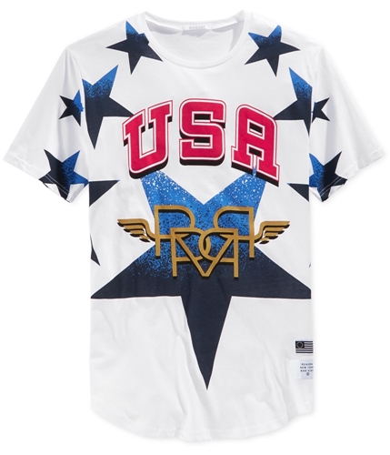 Reason Mens USA Stars Graphic T-Shirt white L