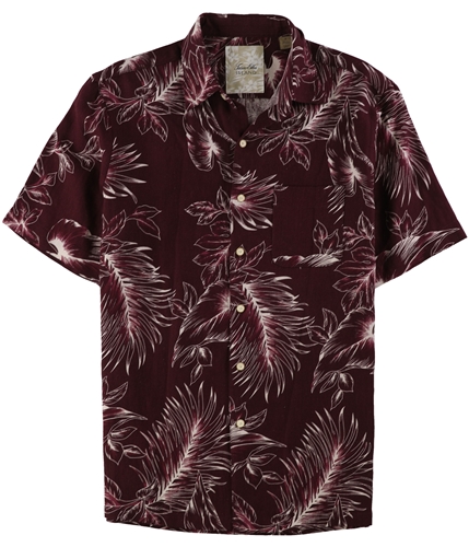 Tasso Elba Mens Leaf Silk Linen Button Up Shirt portcombo S