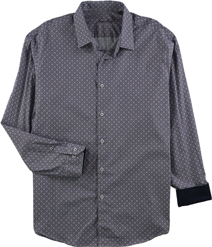 Tasso Elba Mens Meddalion Print Button Up Shirt lightbluecbo XL
